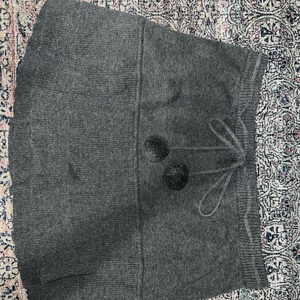 Candie’s Gray Knit Skirt with Pom Poms